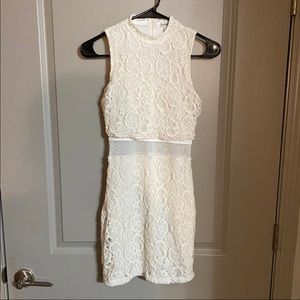 Cream Lace Halter Cocktail Dress